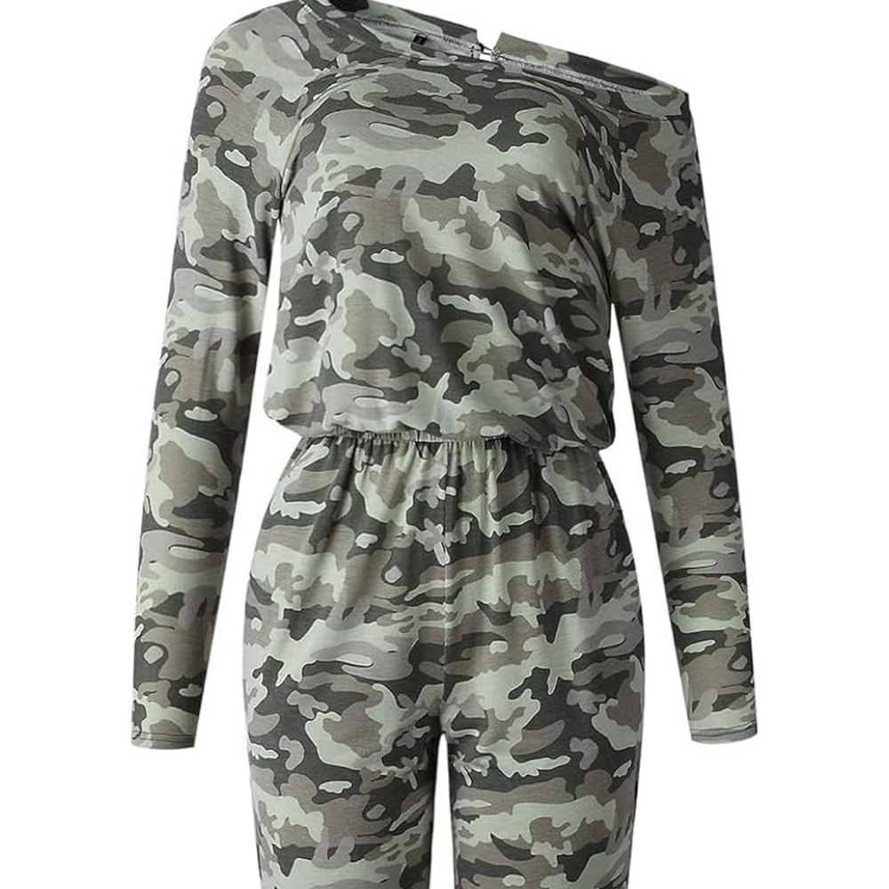 Women's Off The Shoulder Camouflage Jumpsuit